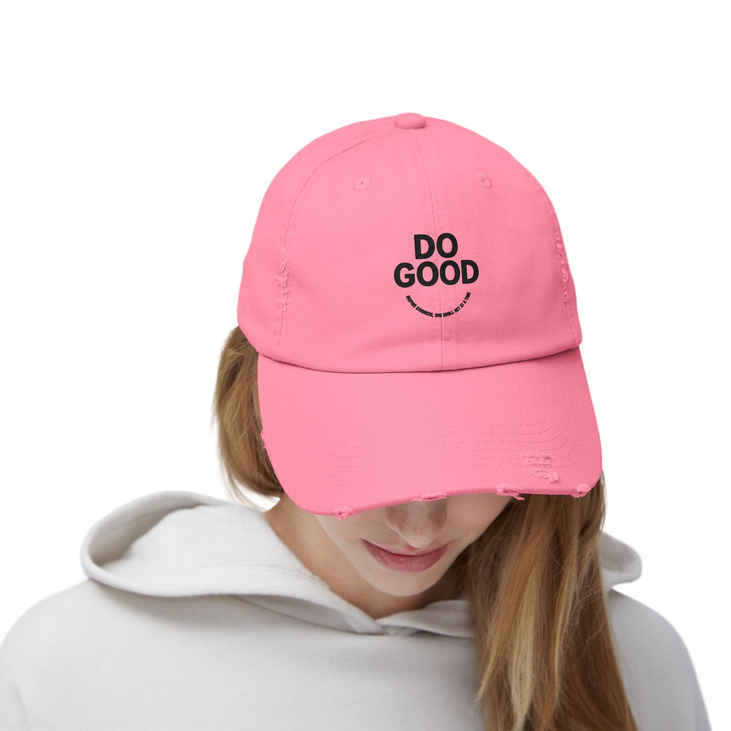 Do Good Unisex Distressed Cap, Casual Hat, Positive Vibes Cap, Gift for Friends, Everyday Wear, Motivational Accessory