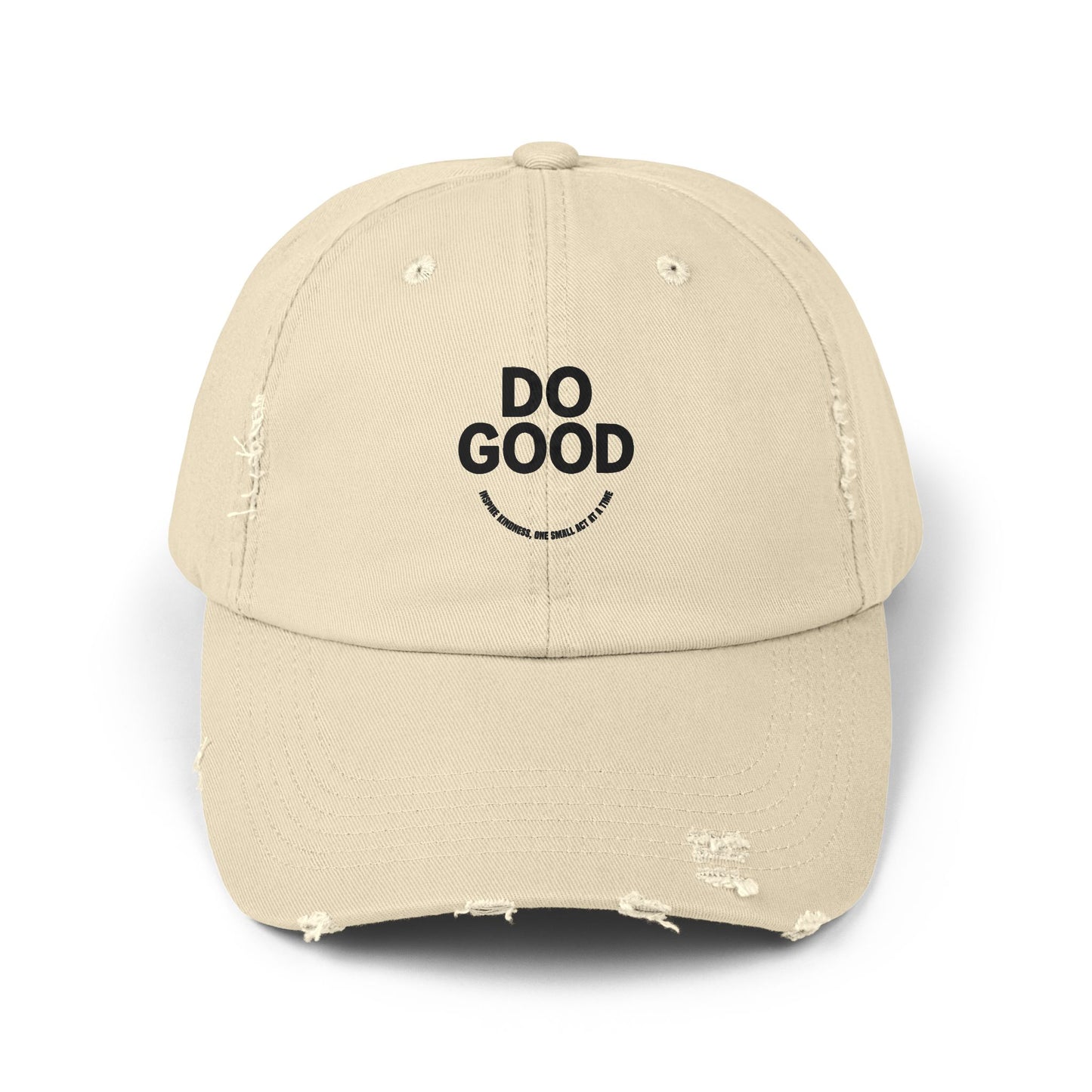 Do Good Unisex Distressed Cap, Casual Hat, Positive Vibes Cap, Gift for Friends, Everyday Wear, Motivational Accessory