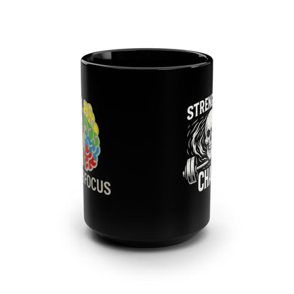 Strength in Chaos, Hyperfocus Mug - Motivational for Gym Lovers, Gift for Fitness Enthusiasts, ADHD, Unique Workout Mug, 15oz