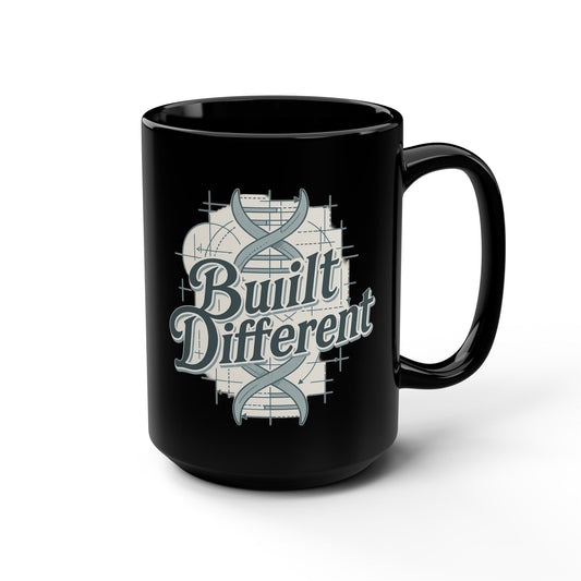 Built Different, Do Good Black 15oz Mug