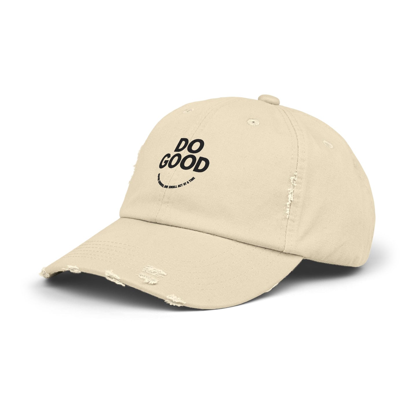 Do Good Unisex Distressed Cap, Casual Hat, Positive Vibes Cap, Gift for Friends, Everyday Wear, Motivational Accessory