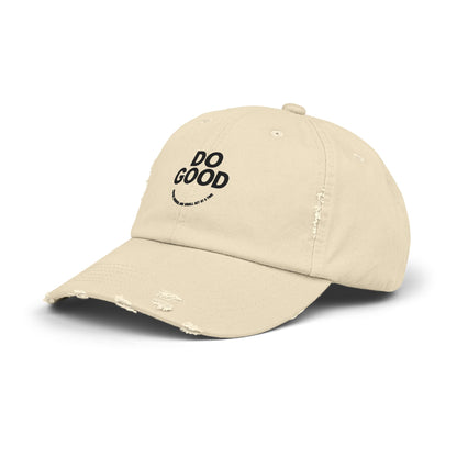 Do Good Unisex Distressed Cap, Casual Hat, Positive Vibes Cap, Gift for Friends, Everyday Wear, Motivational Accessory