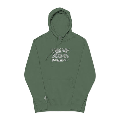 It feels scary because it's unfamiliar, not because you're incapable, Do Good Pigment-Dyed Embroidered Hoodie