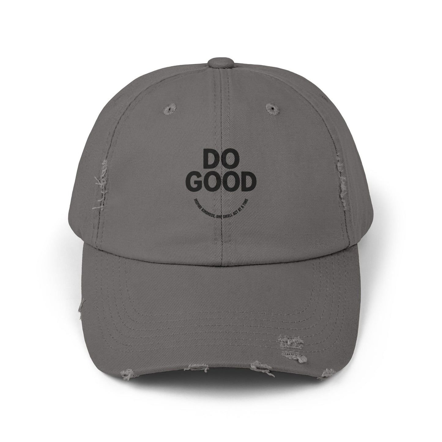 Do Good Unisex Distressed Cap, Casual Hat, Positive Vibes Cap, Gift for Friends, Everyday Wear, Motivational Accessory